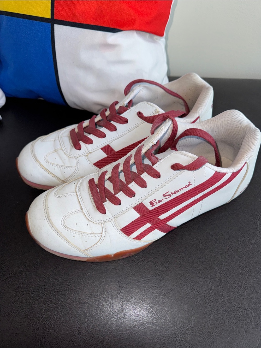 MAKE OFFER! Ben Sherman White and Red Men's Casual Sneakers Shoes sz 11US